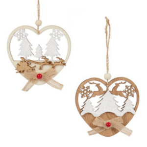 10cm Wooden Heart with Trees