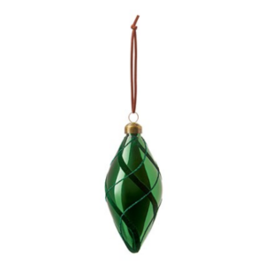 Green Drop Flock Glass Bauble