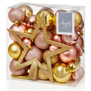 Complete Tree Decoration Pack, Rose gold/ gold