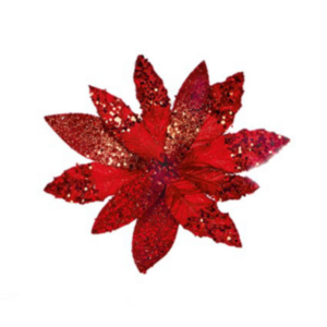 Red Glitter with Sequin Poinsettia