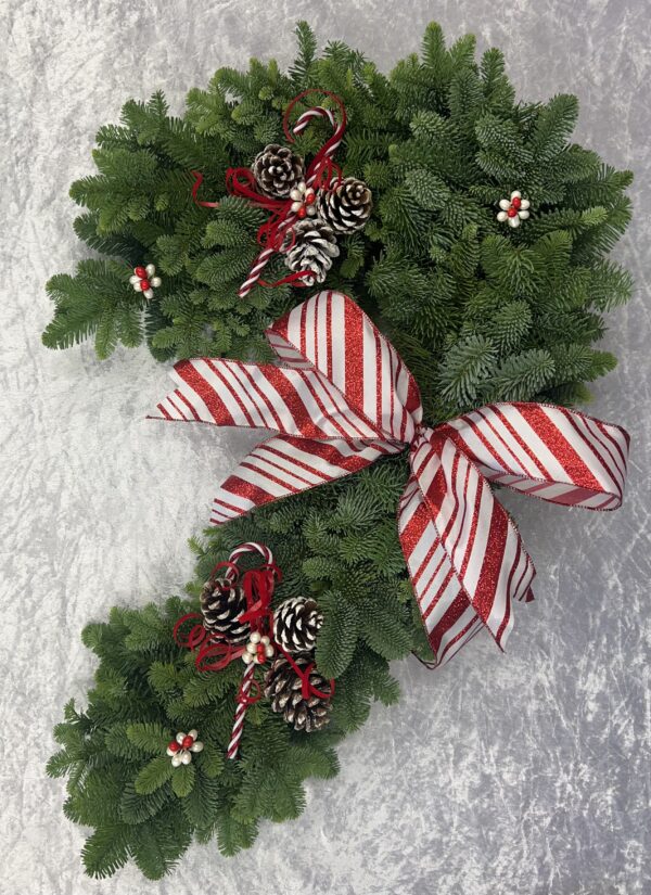 Candy Cane Wreath 18" with Bow