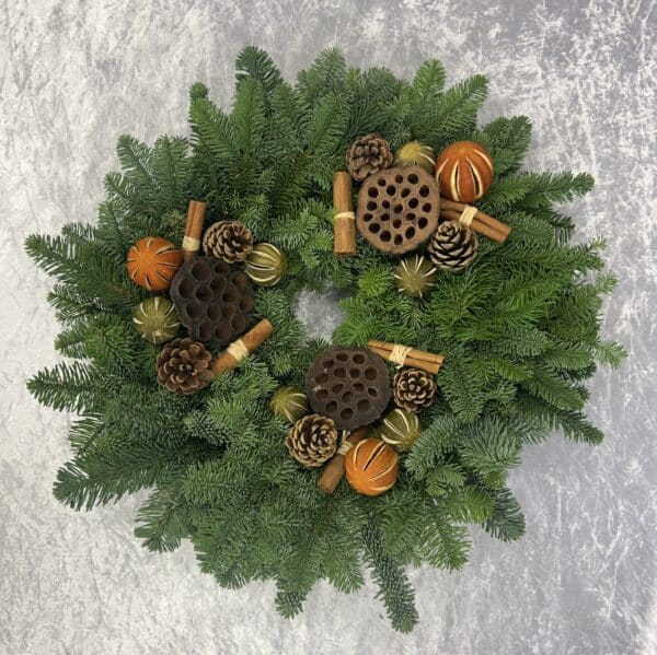 Festive Spice Fresh Christmas Wreath