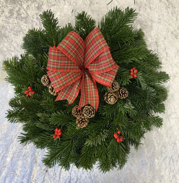 Tartan Bow Fresh Christmas Wreath