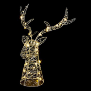 42cm Lit Metal Stags Head Silver