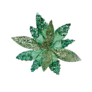 Green Glitter with Sequin Poinsettia