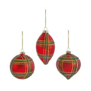 Red Tartan Glass Bauble