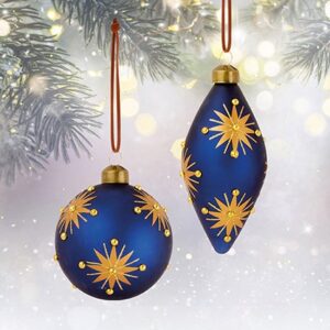 Midnight Blue with Gold Stars Glass Bauble