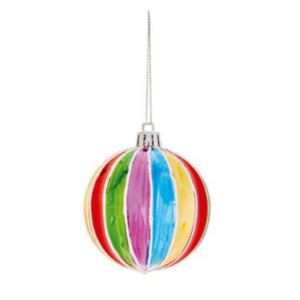 Rainbow Striped Matt Bauble