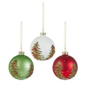 Beaded Tree Glass Bauble (Colour Options)
