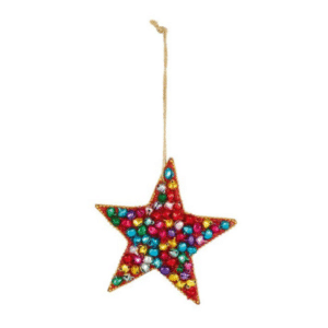 Wooden Star with multi coloured Bells